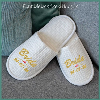 Bride Slippers Gold Heart : Waffle